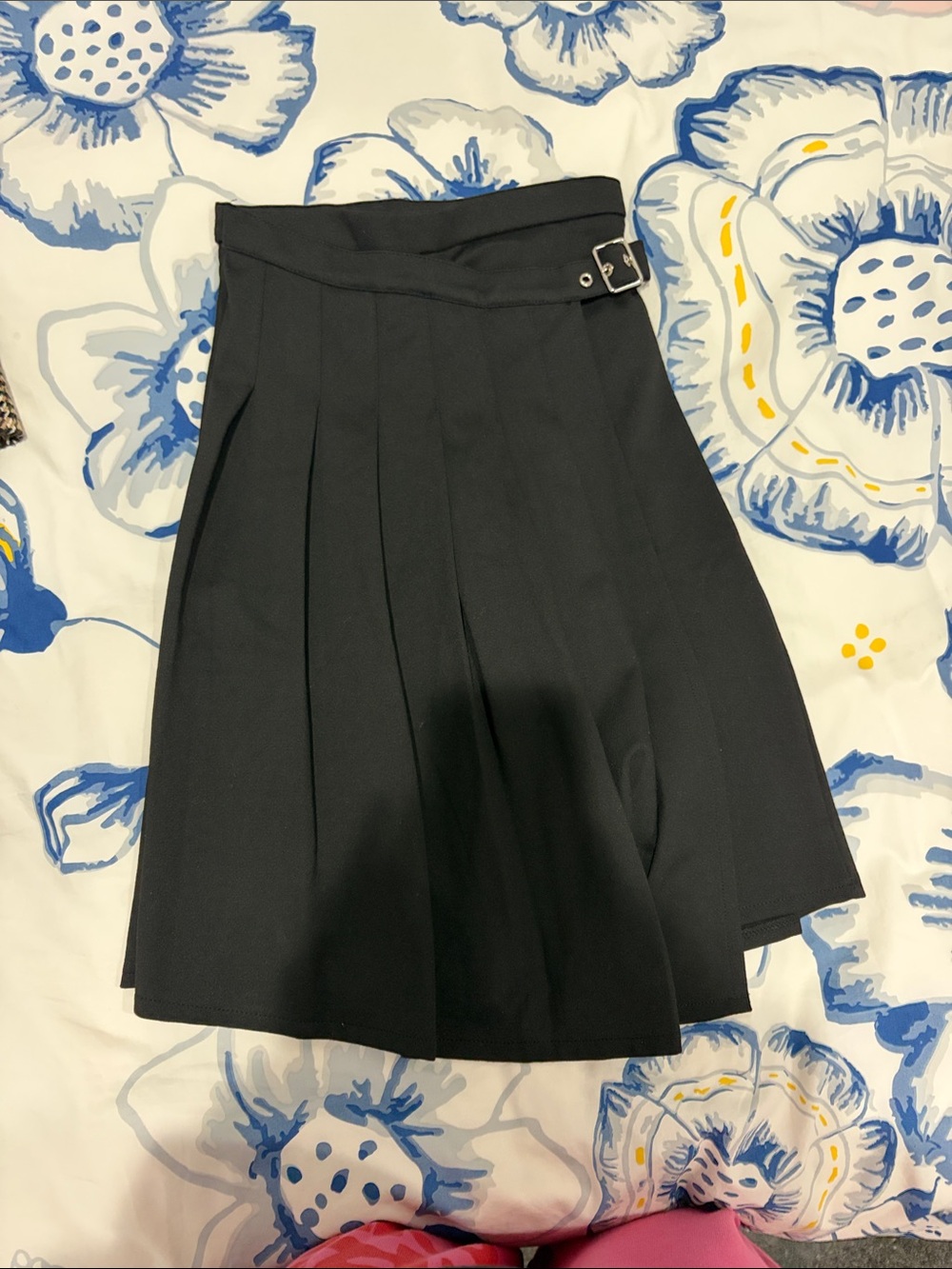 Zara Black Pleated Kids Skirt with Side Buckle